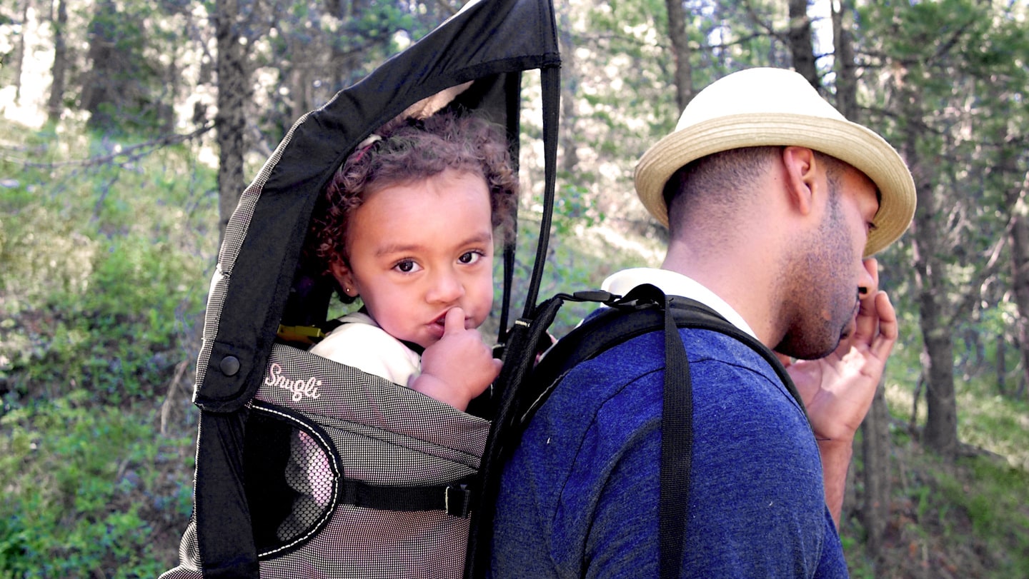 hiking with child in the sun hiking in sun
